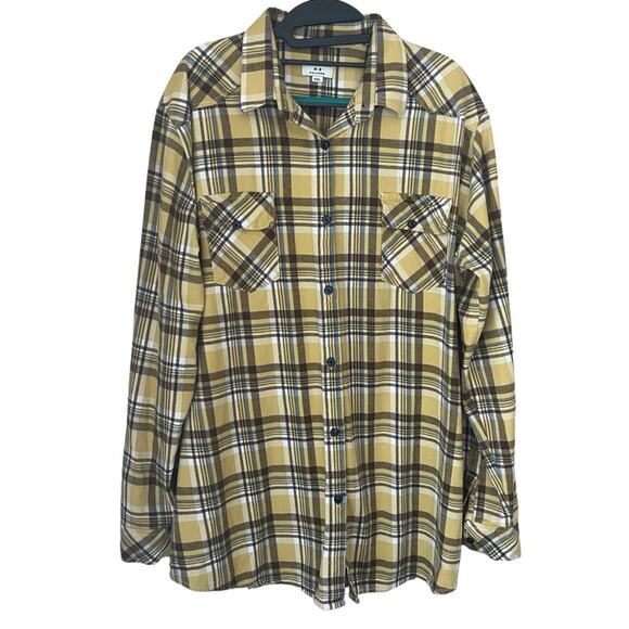 Plaid yellow versatile women’s flannel size 2XL Matchstick - Picture 5 of 7